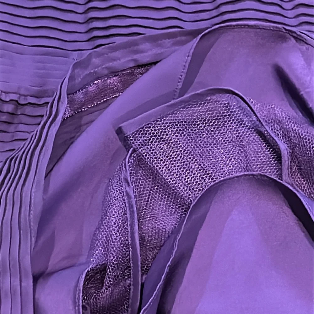 BCGBMaxAzria Pleated Chiffon Mini Dress 2 Removable Straps Grape Purple Party